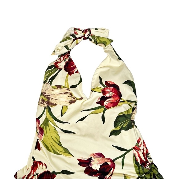 ROBIN PICCONE Moana Floral Plunge One Piece Halter Swimsuit - Picture 7 of 11